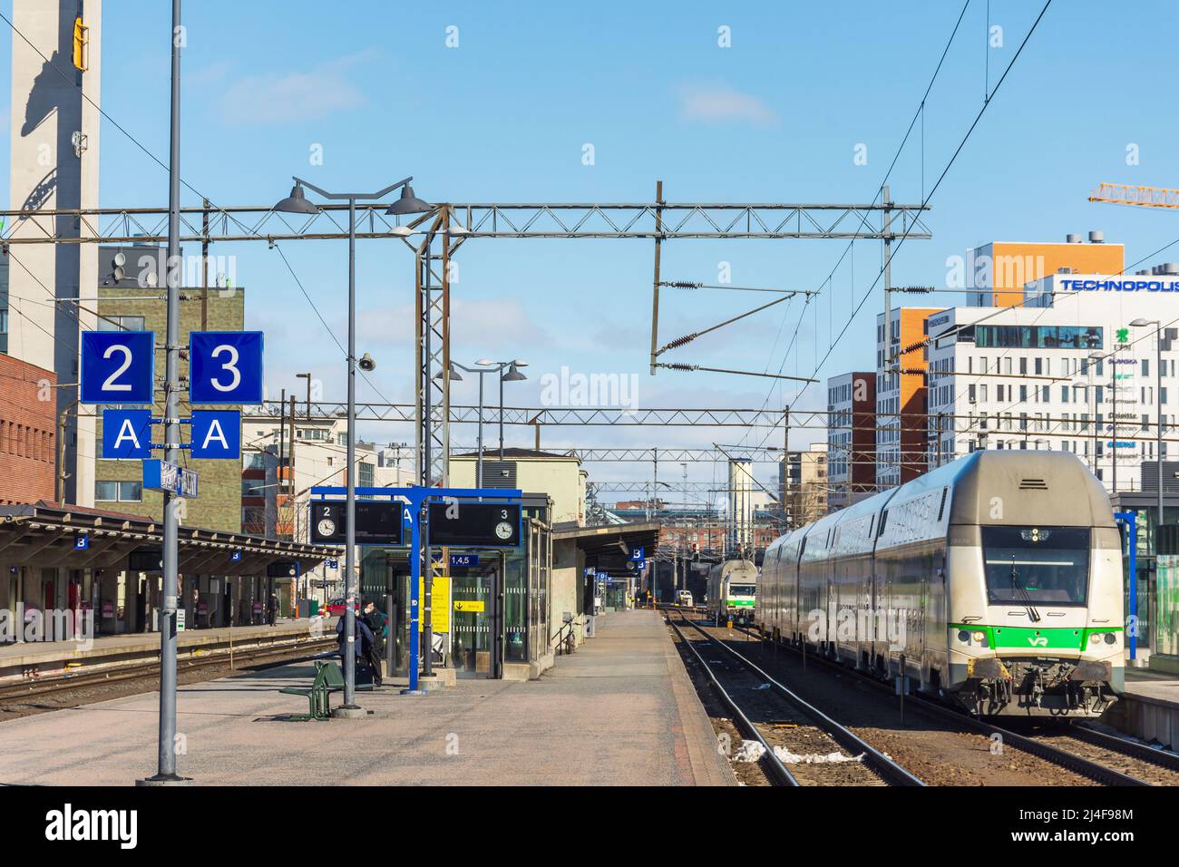 Tampere railway station platforms on a sunny spring day in Tampere Finland  Stock Photo - Alamy