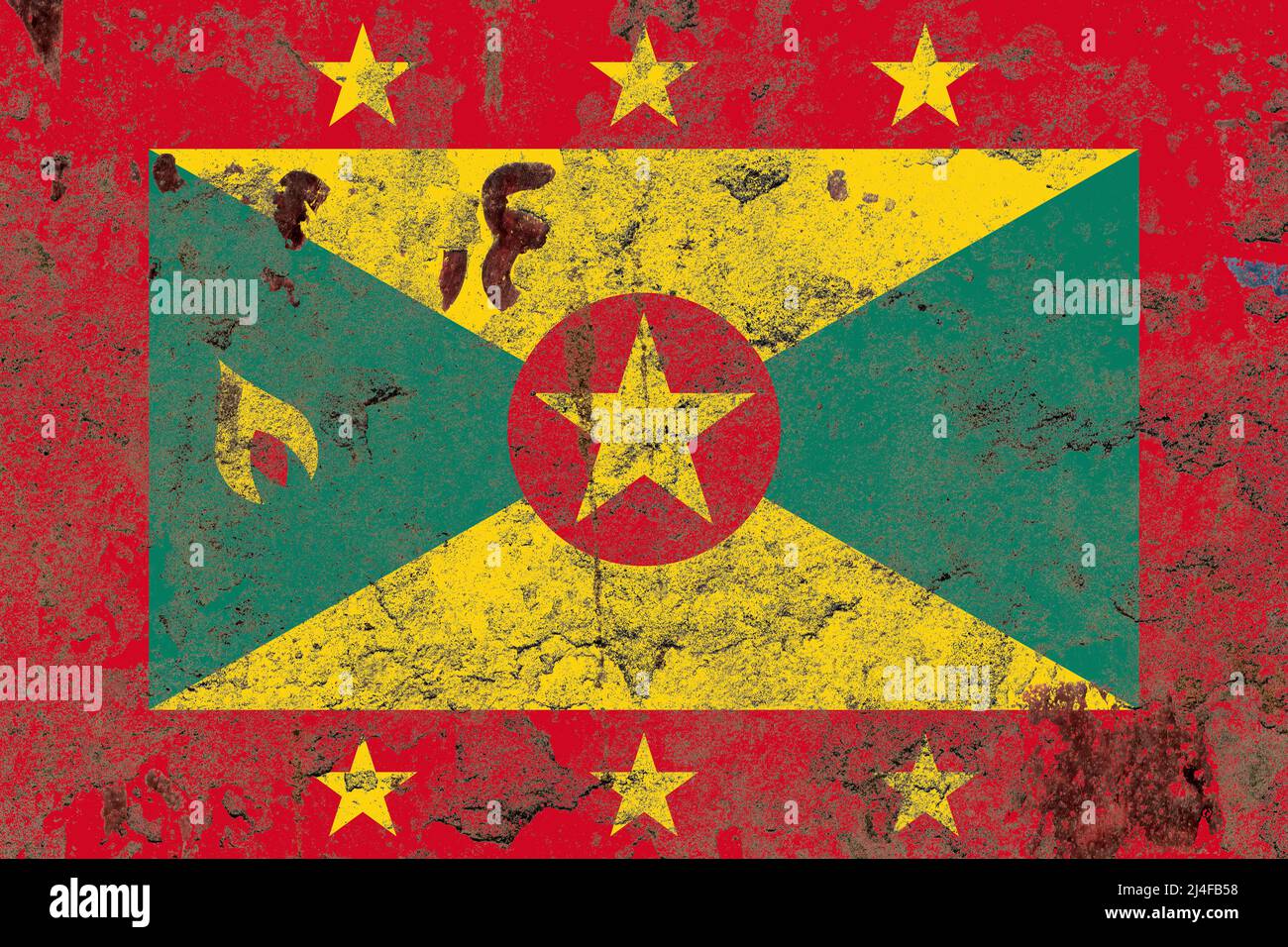 Grenada flag on a damaged old concrete wall surface Stock Photo - Alamy