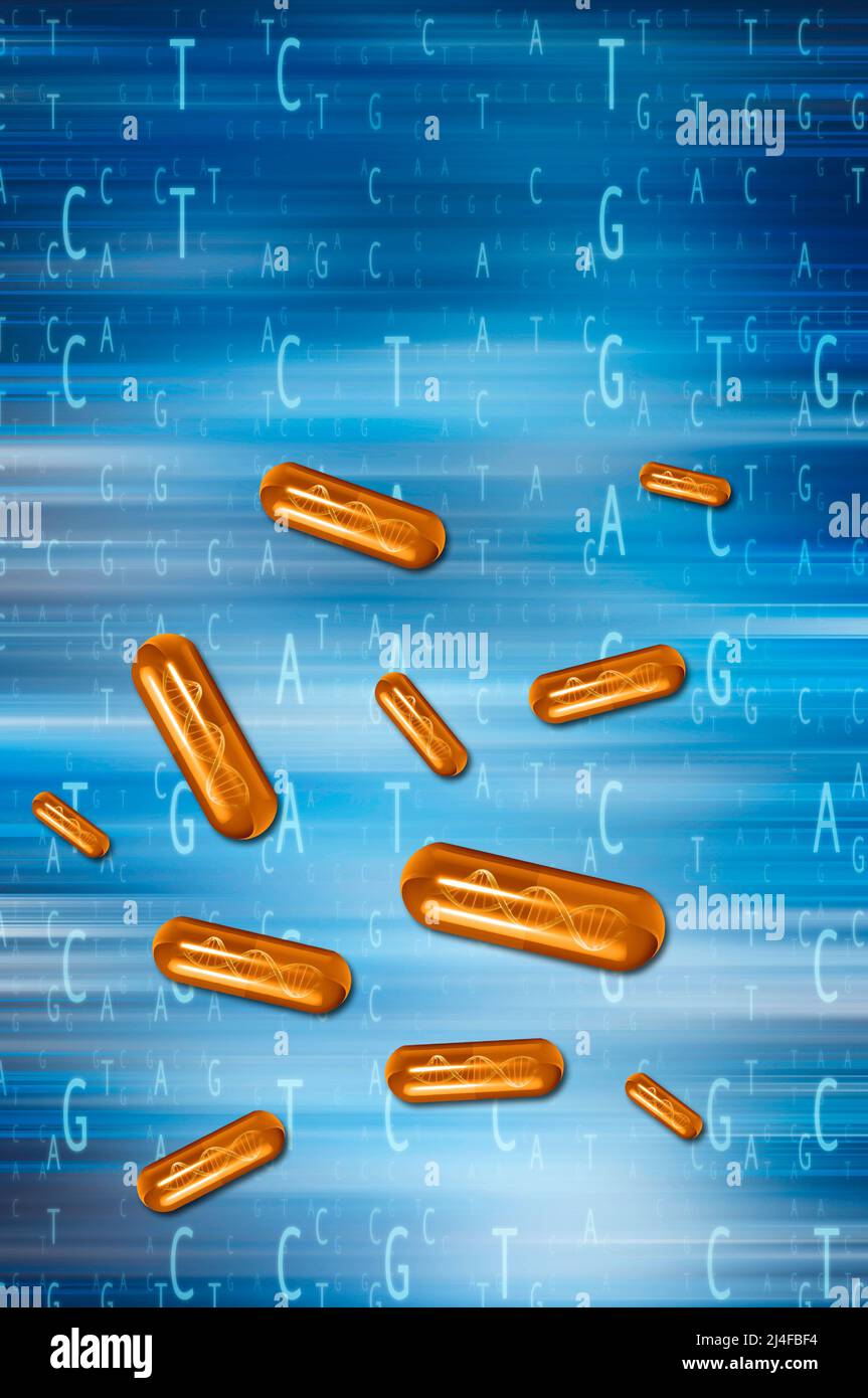 pills of DNA, concept for DNA-based supplements Stock Photo