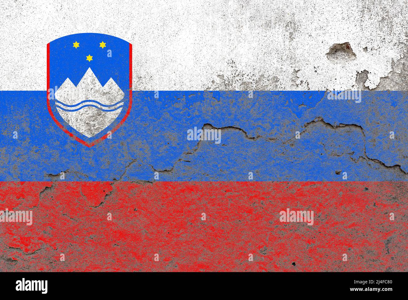 Distressed old slovenia flag on a concrete wall surface Stock Photo - Alamy