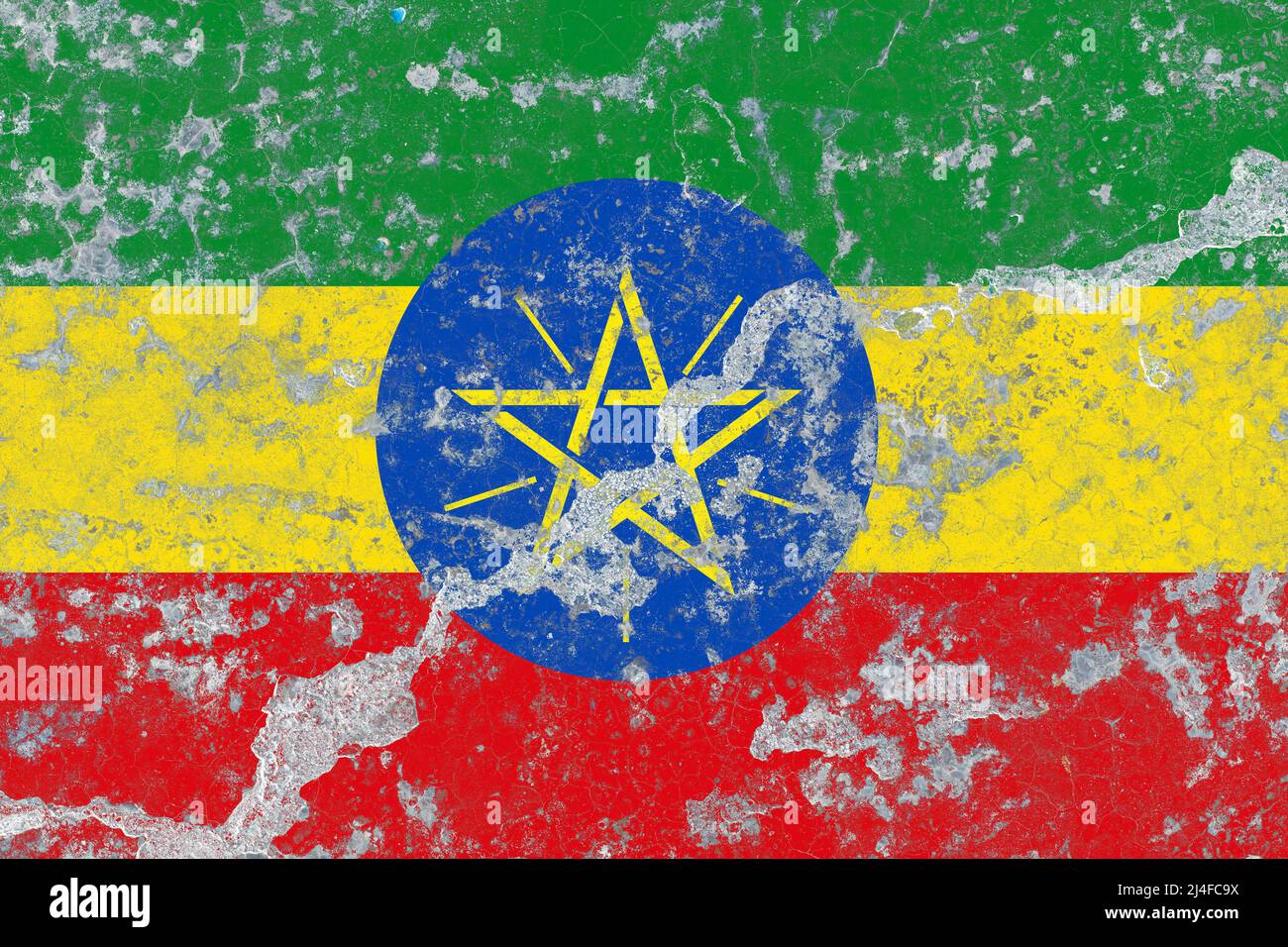 Ethiopia flag on a distressed old concrete wall surface Stock Photo - Alamy