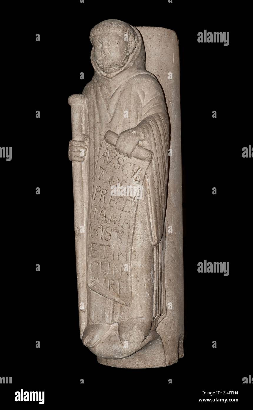 San Benedetto  - pietra - scultore emiliano del XIII secolo - Modena, Museo Civico d’Arte Stock Photo