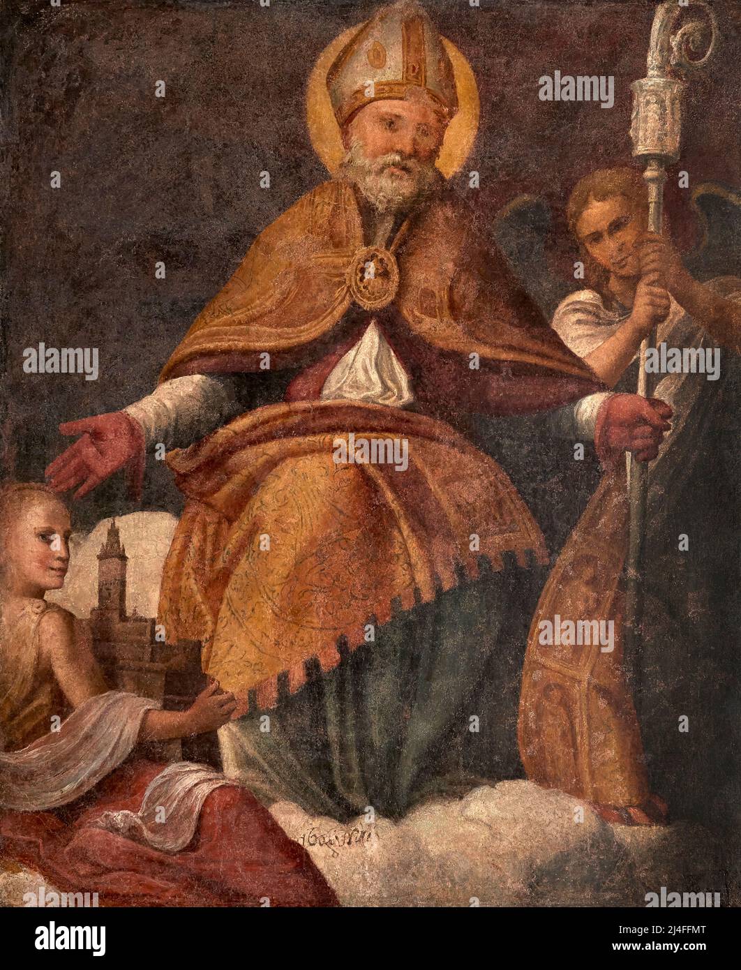 San Geminiano  - affresco staccato  - Nicolò dell’Abate  - 1538 - Modena, Museo Civico d’Arte Stock Photo