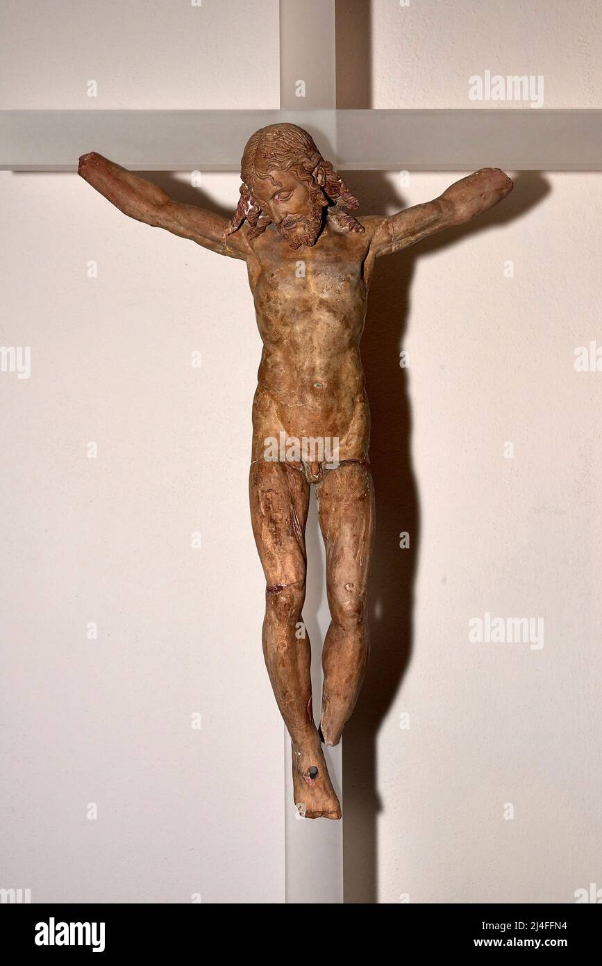 Cristo crocifisso  - terracotta  - Antonio Begarelli  - 1550 - Modena, Museo Civico d’Arte Stock Photo