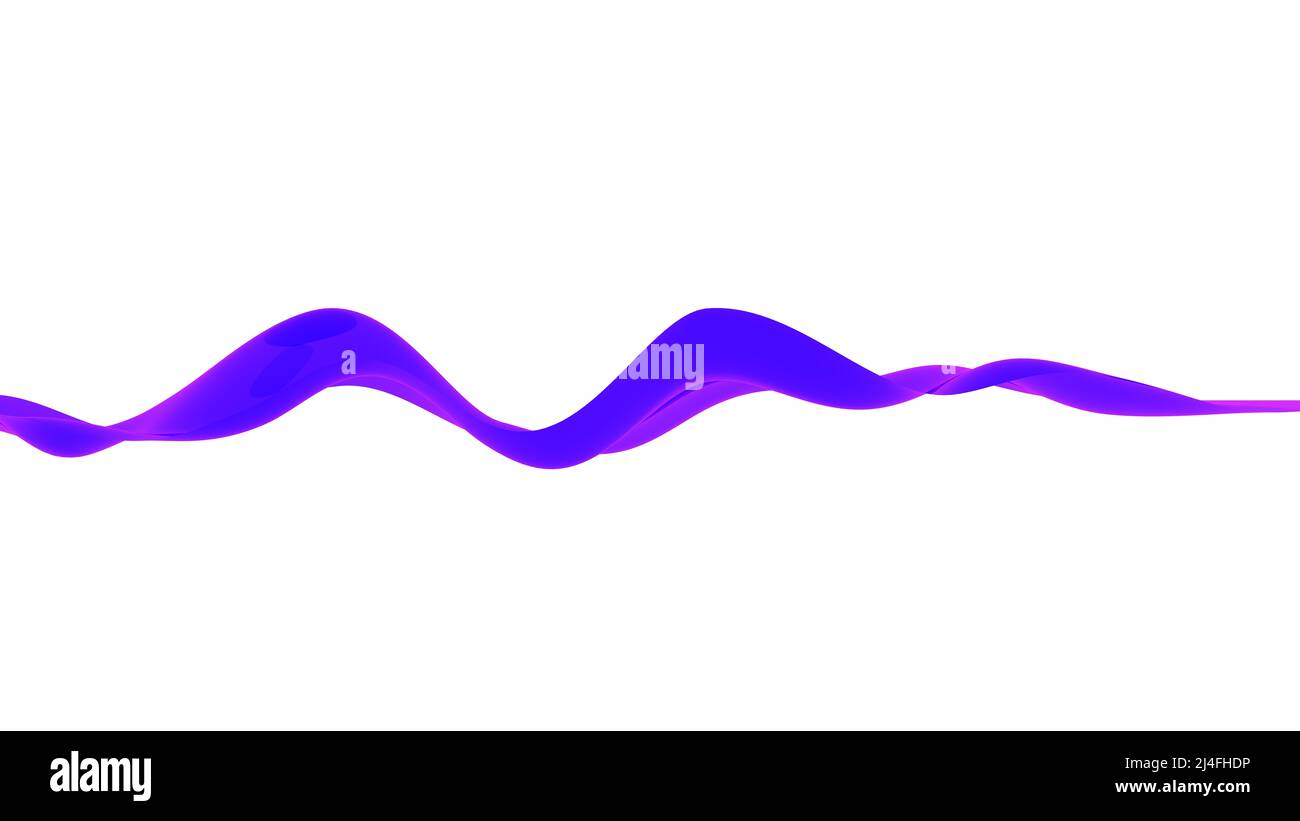3d abstract wavy isolated background. Colored purple wave or line in ...