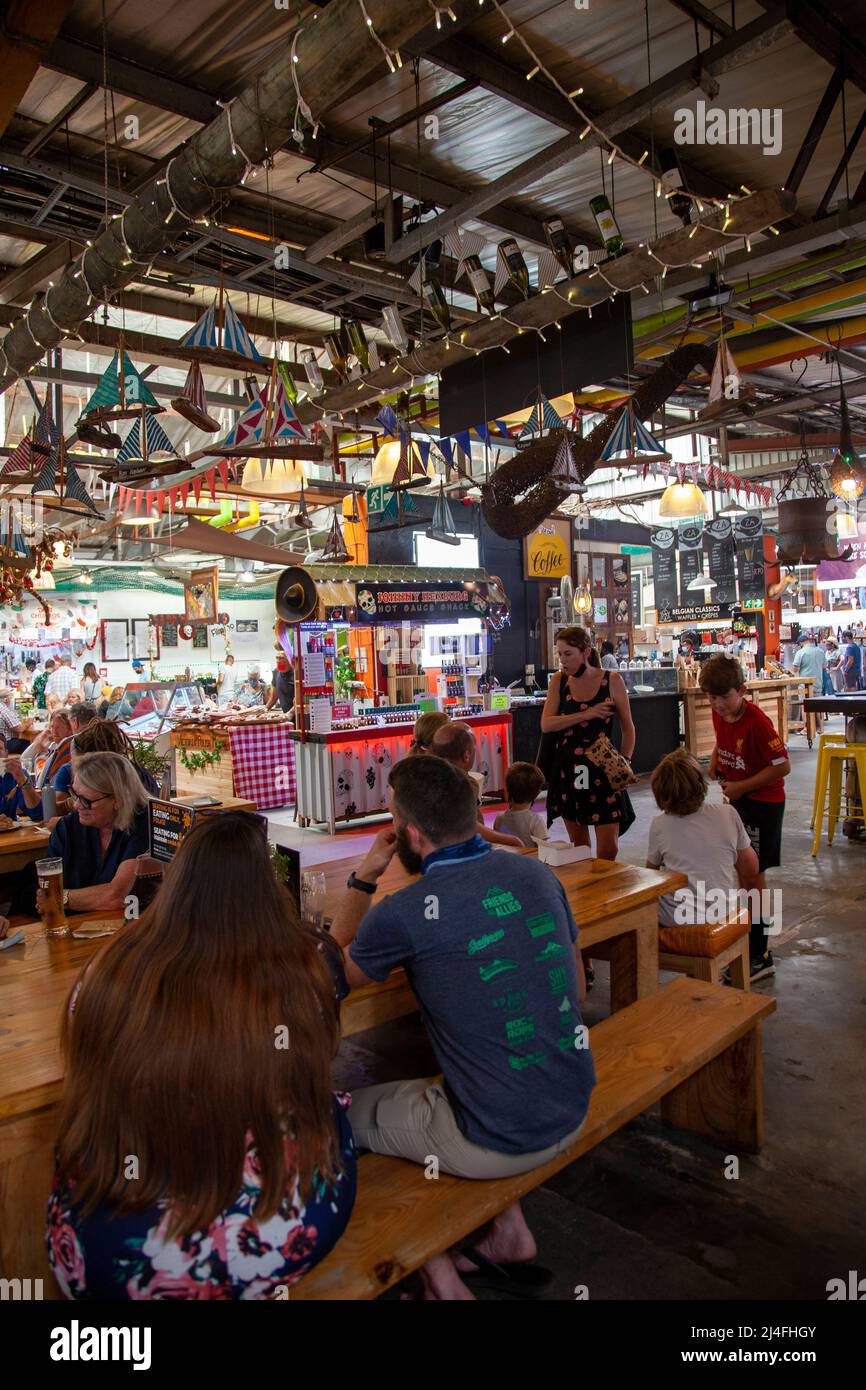 Food Court at  Bay Harbour Market in Hout Bay , Cape Town - South Africa Stock Photo