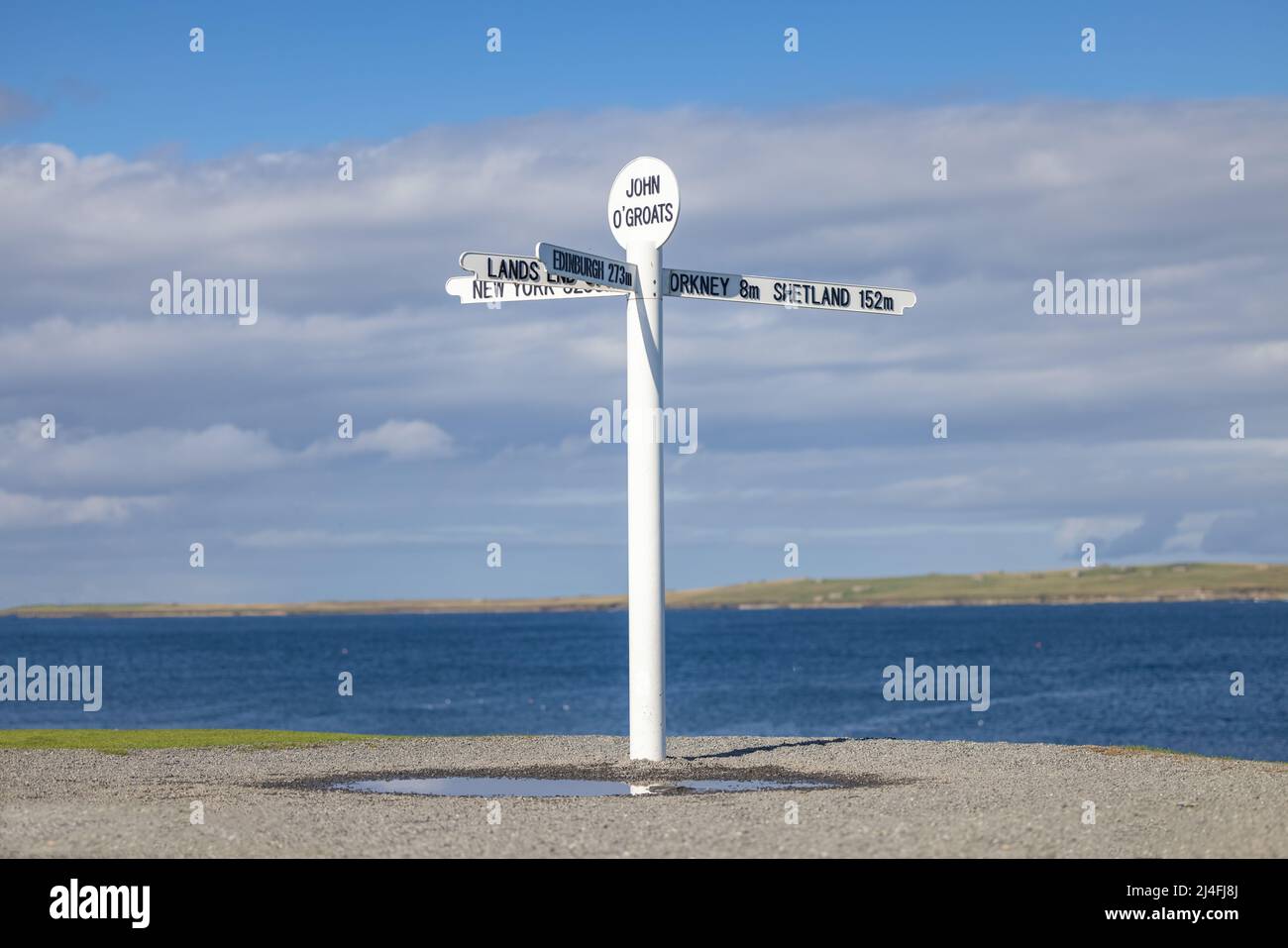 Sign post in John O'Groats, Scotland Stock Photo