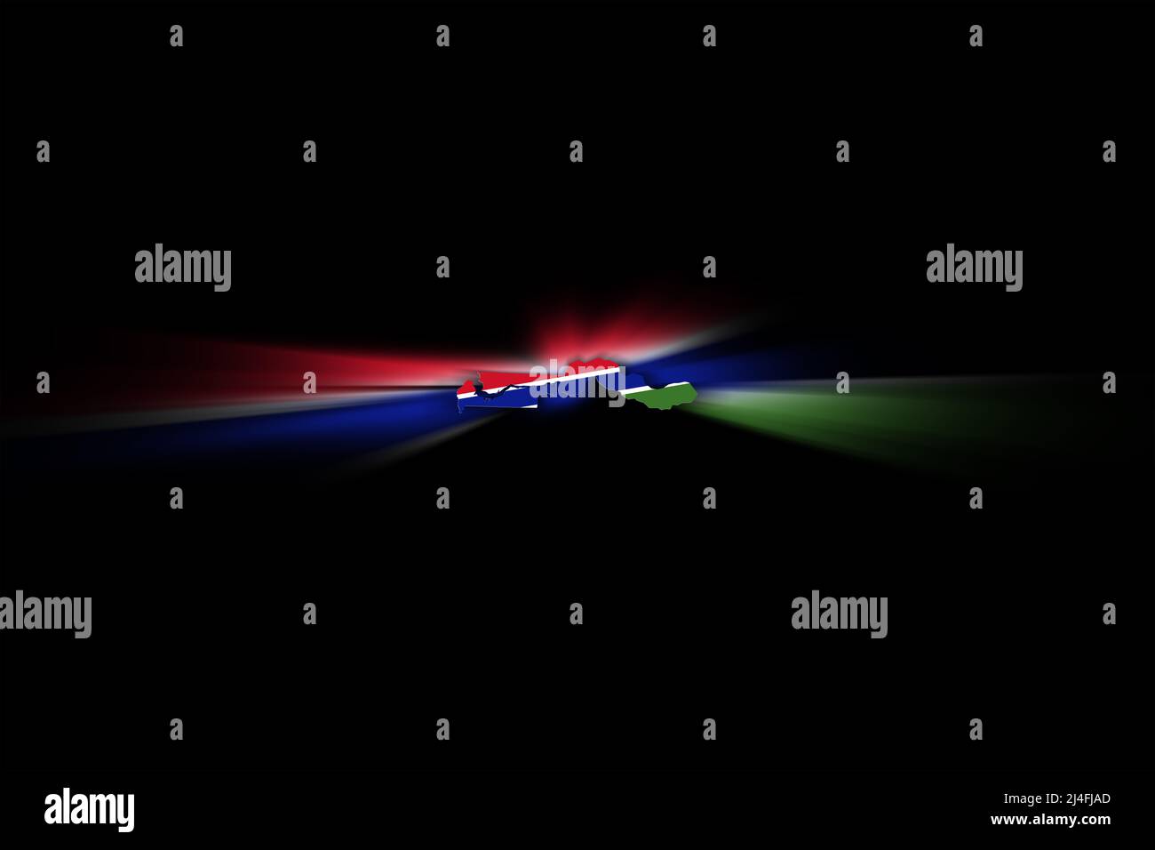 Map of Gambia, on black background, map with flag Stock Photo - Alamy