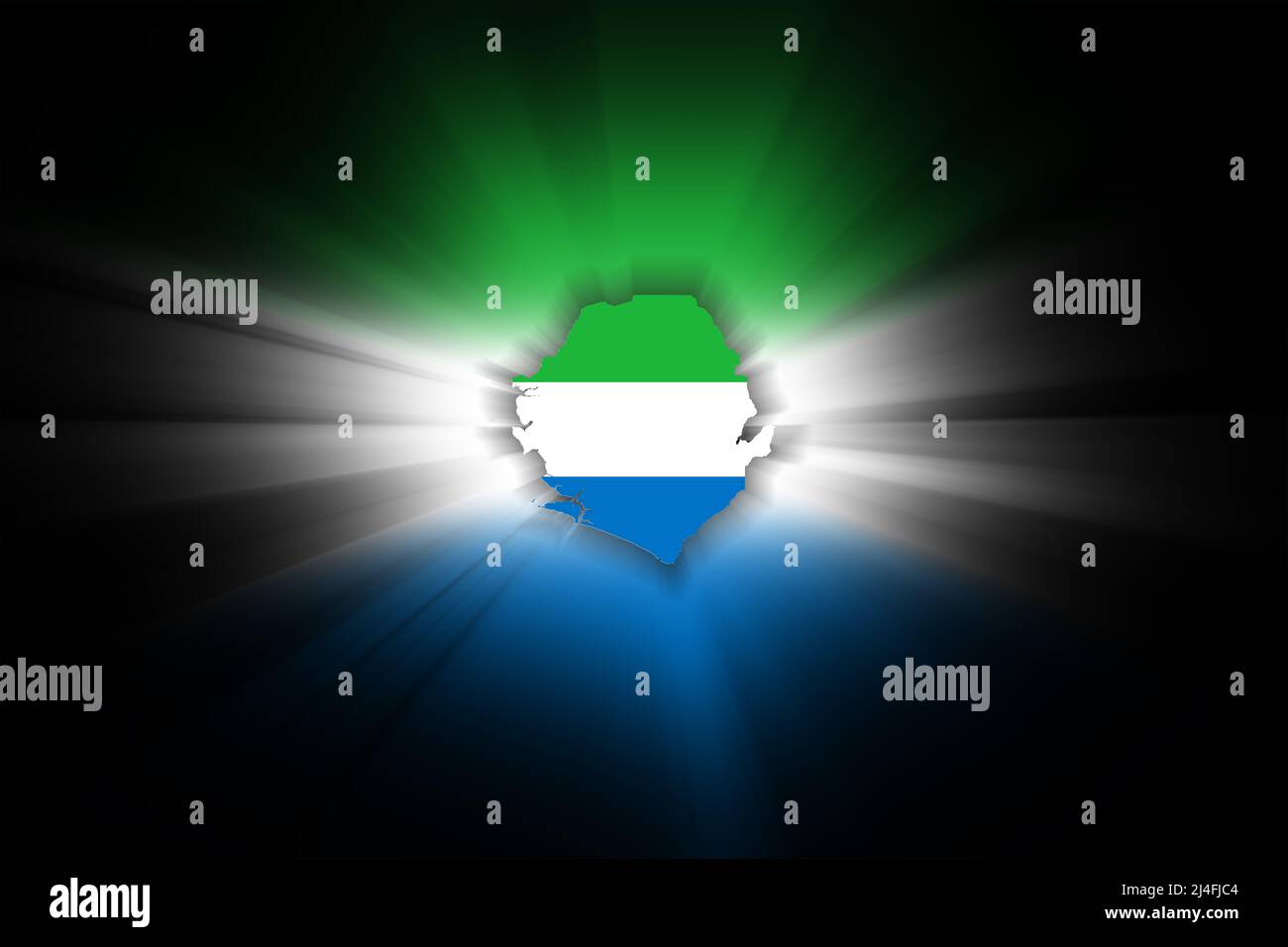 Map of Sierra Leone, on black background, map with flag Stock Photo - Alamy