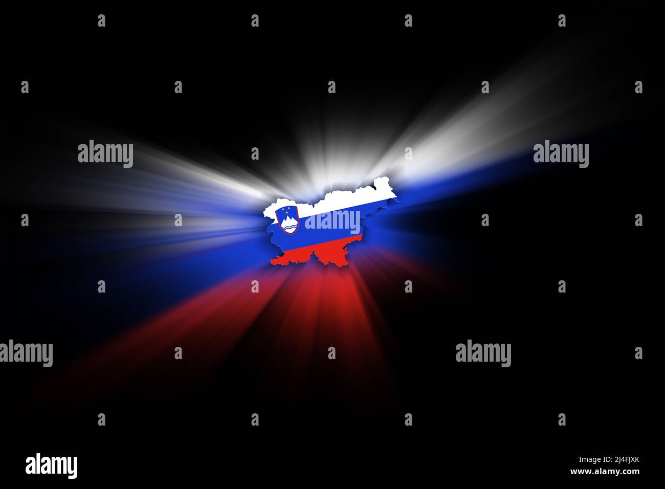 Map of Slovenia, on black background, map with flag Stock Photo - Alamy
