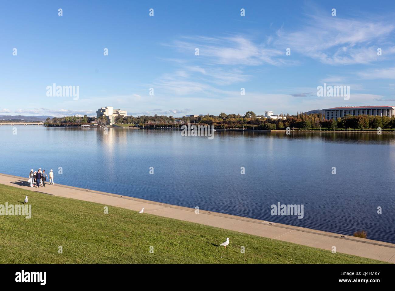 Lake Burley Griffin in Canberra Australia on a blue sky autumn day Stock Photo