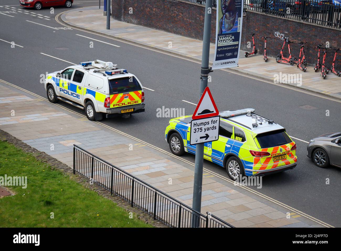 Liverpool, Police Cars / vehicles on Mount Pleasant Stock Photo