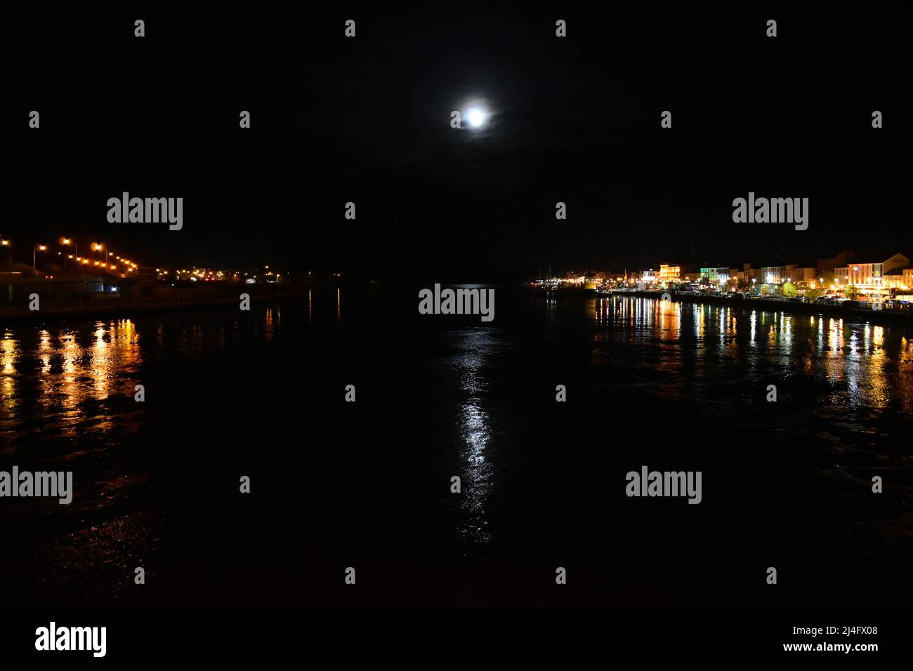 River Suir Waterford At Night Lights Of Town Reflections Ireland
