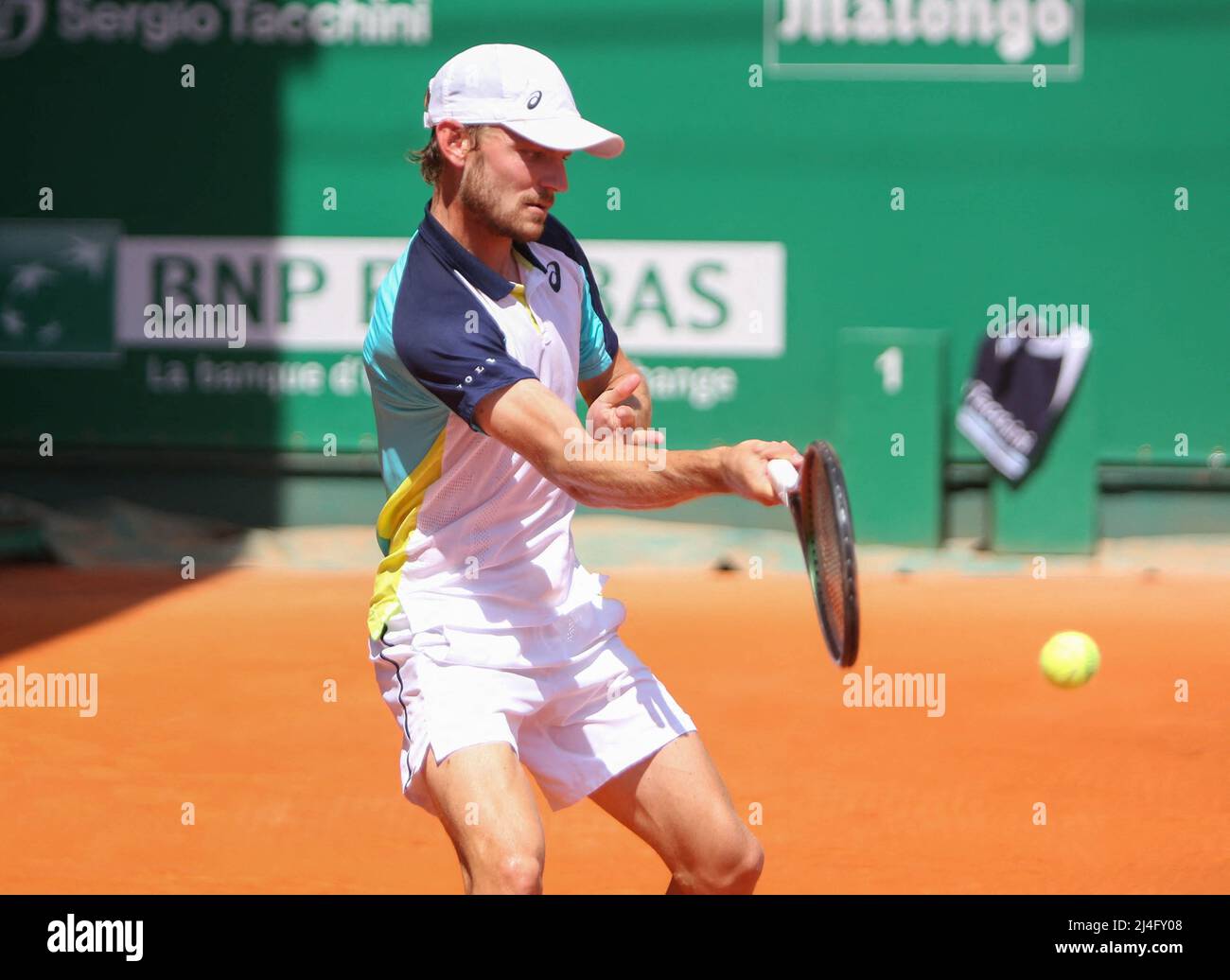 Monte Carlo, Monaco. 14th Apr 2022. David Goffin of Belgium during the  Rolex Monte-Carlo Masters 2022, ATP Masters 1000 tennis tournament on April  14, 2022 at Monte-Carlo Country Club in Roquebrune-Cap-Martin, France.