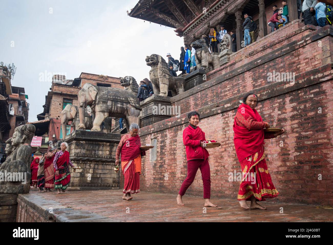 Kathmandu, Nepal April 20,2019 Hindus perform a religious ritual by
