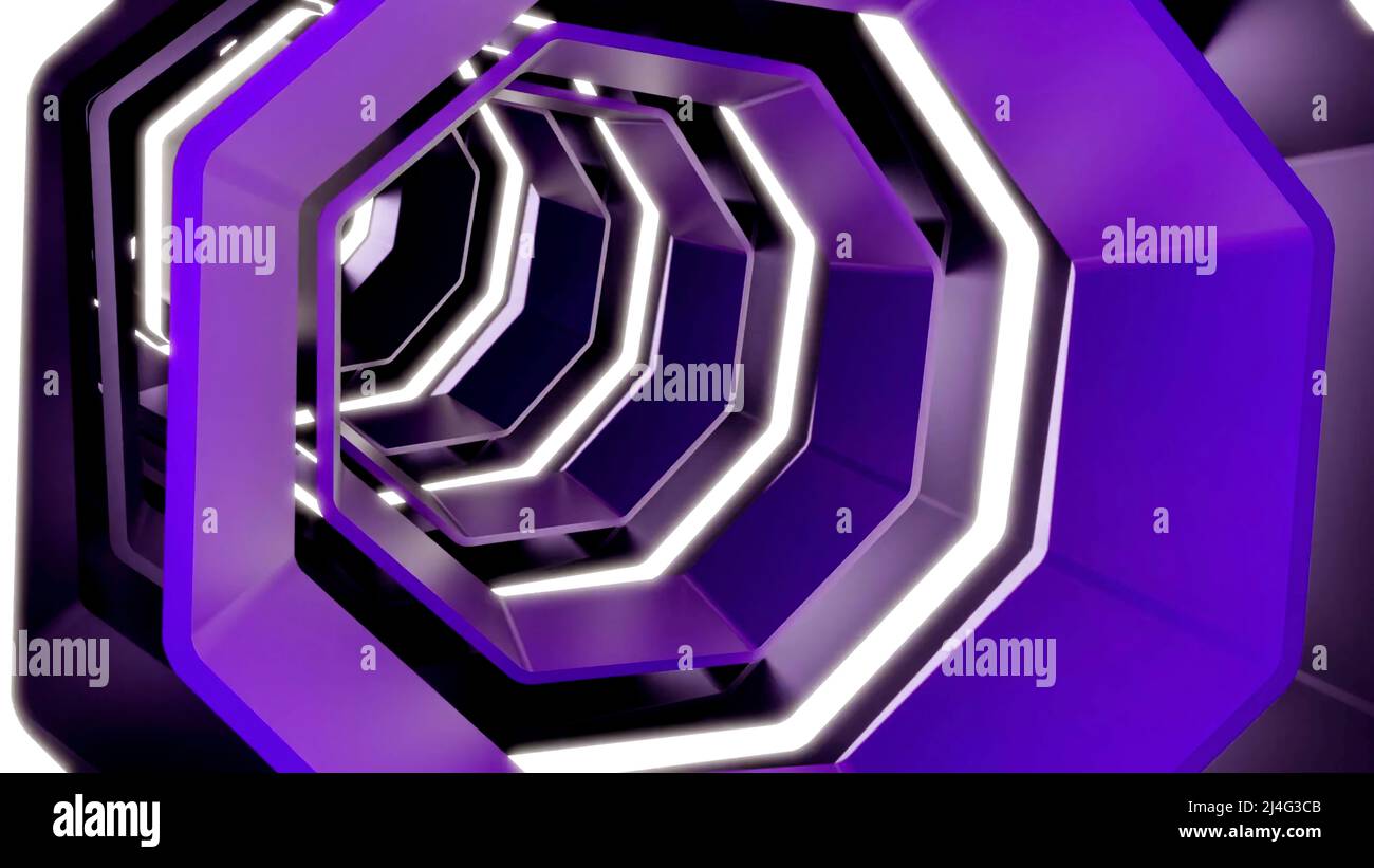 Abstract rhombus shaped tunnel blinking on a black background, seamless loop. Design. Visualization of a time machine. Stock Photo
