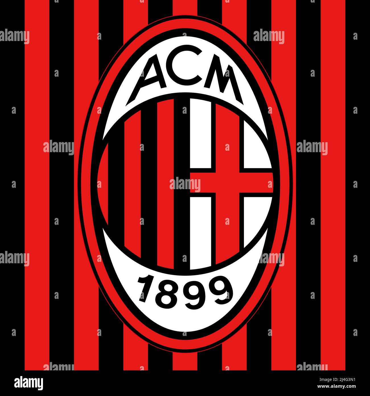 Italy, April - Milan A.C. Football Club brand logo with red black colors, illustration Stock Photo - Alamy