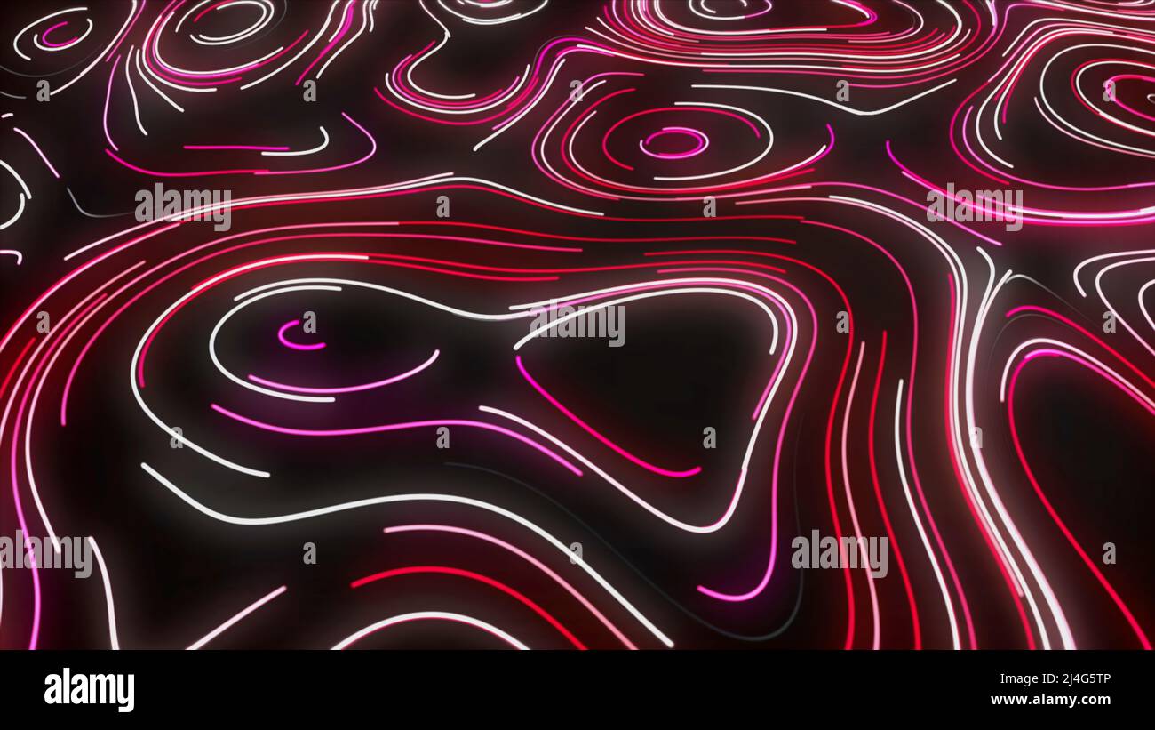 Animation digital map contour lines - Topographic Pattern Of Neon Lines Motion Pattern Of Moving Neon Lines In Style Of Topographic Map Oval Curved Lines Move Slowly Creating Ornament 2J4G5TP 