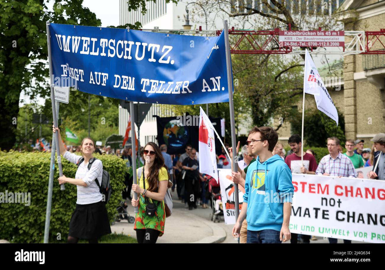 On May 6, 2017 hundreds joined the Climate march in Munich, Germany ...