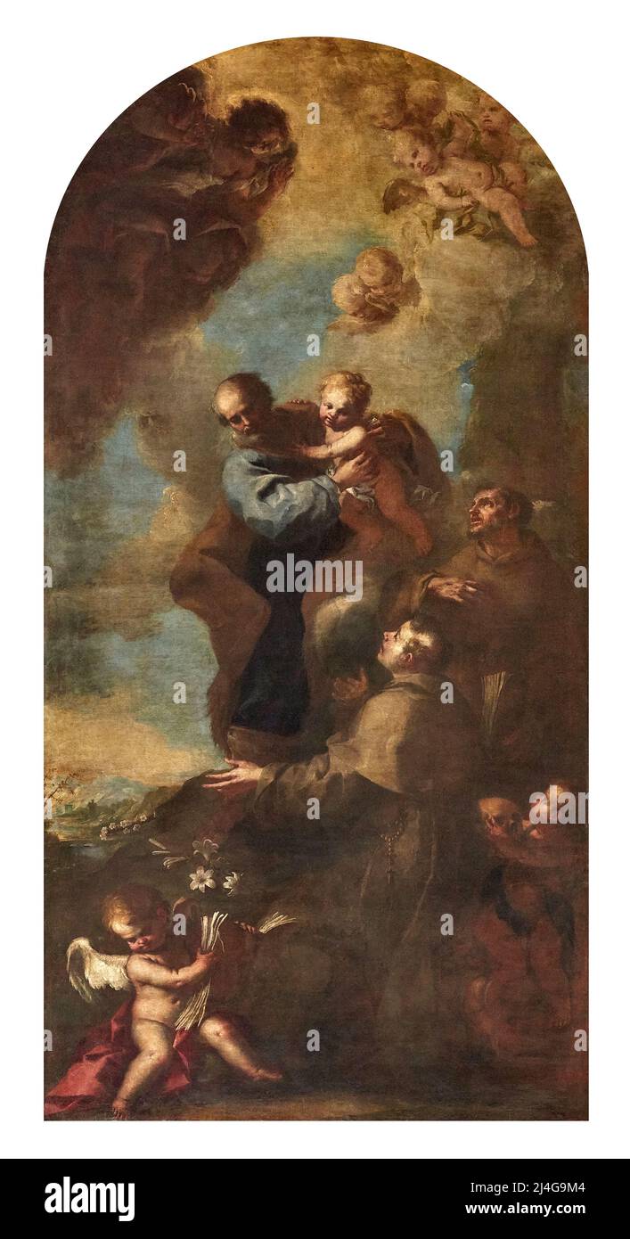 San Giuseppe col Bambino e santi olio su tela Giovanni Antonio De