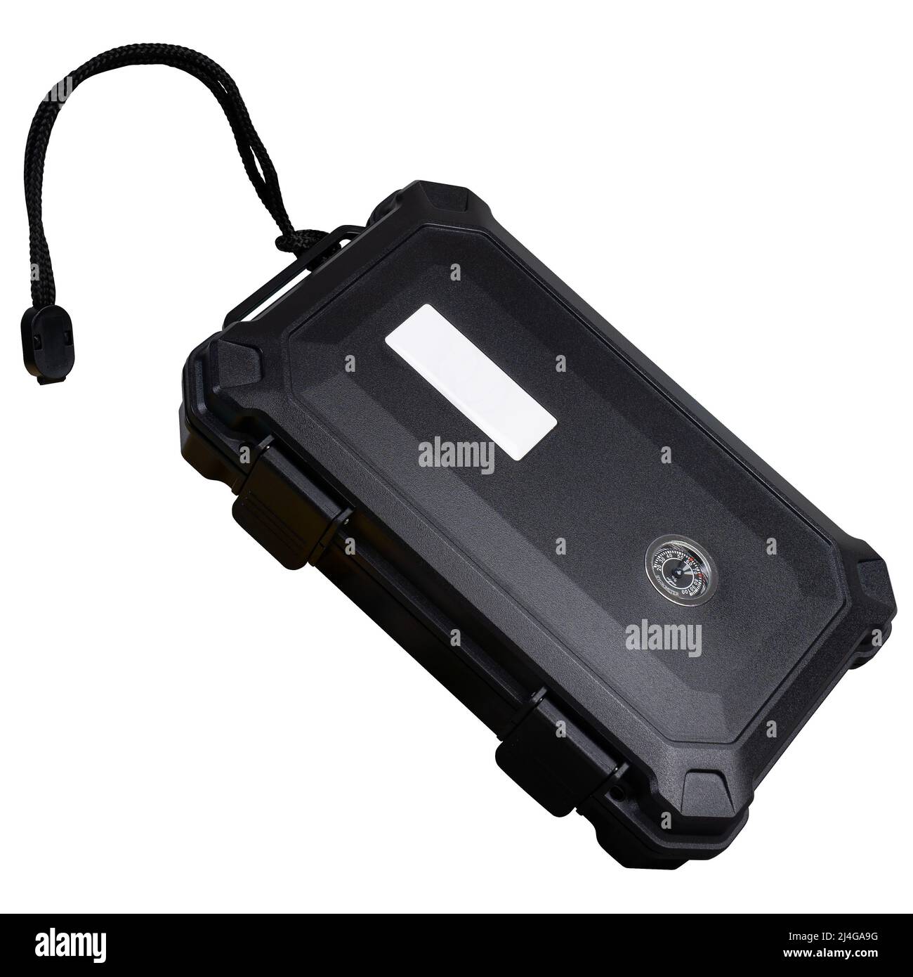 Protective Waterproof Black Case Isolated on White Background Stock Photo
