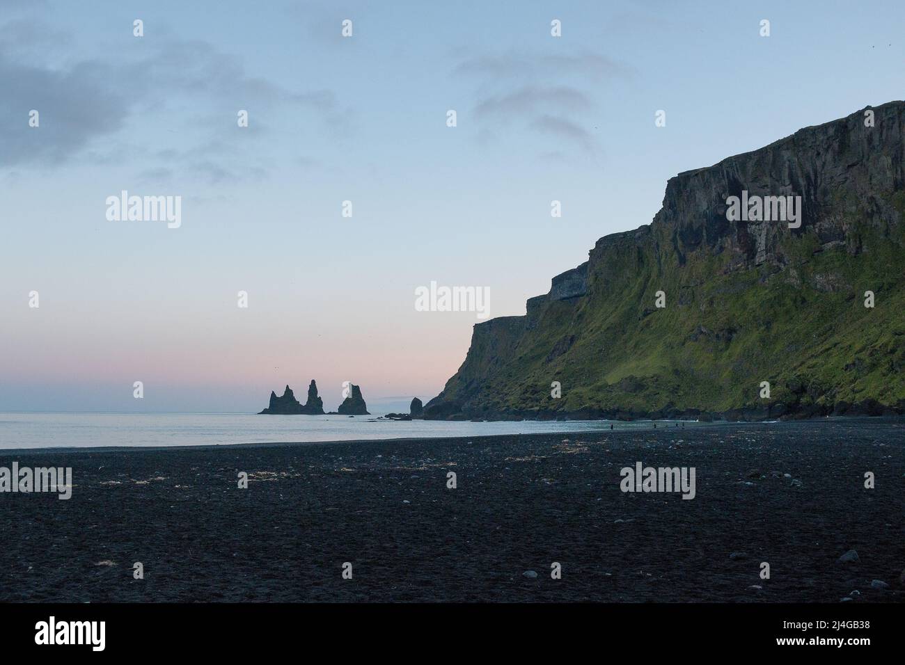 landscape black sand beach Stock Photo