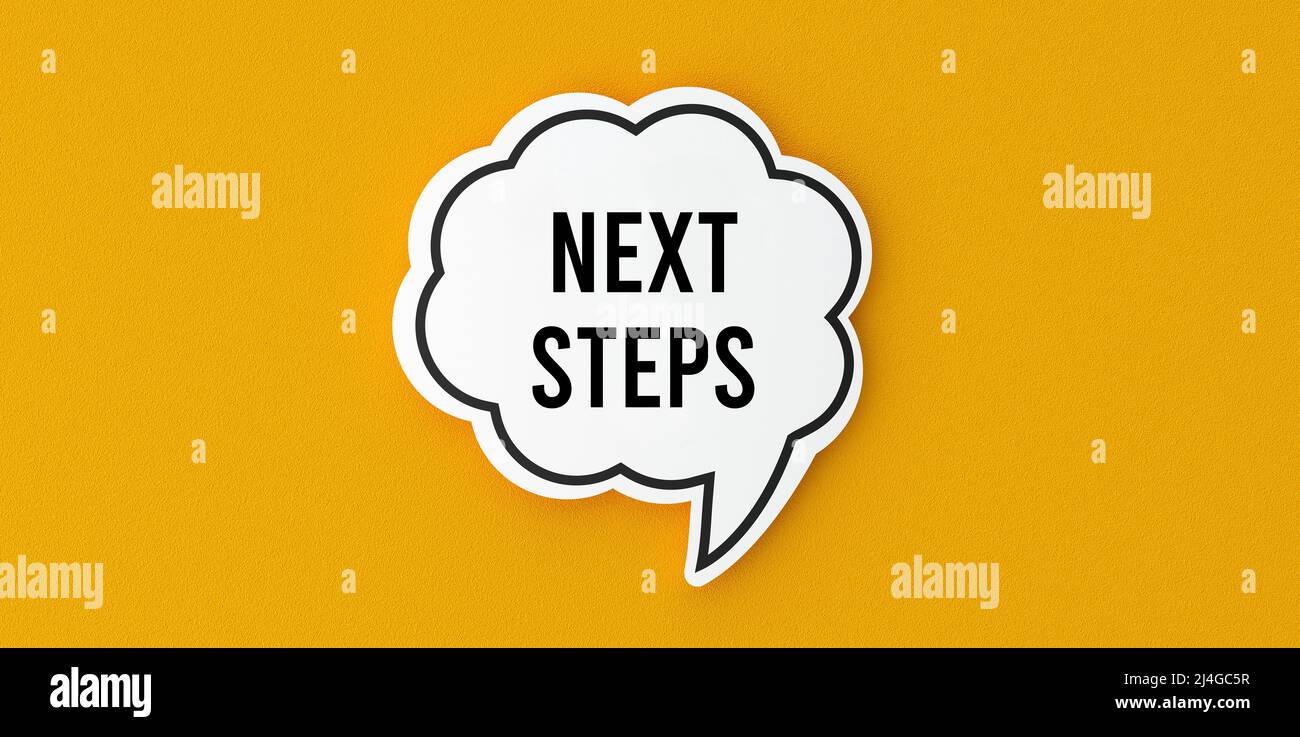 speech bubble and next steps Stock Photo