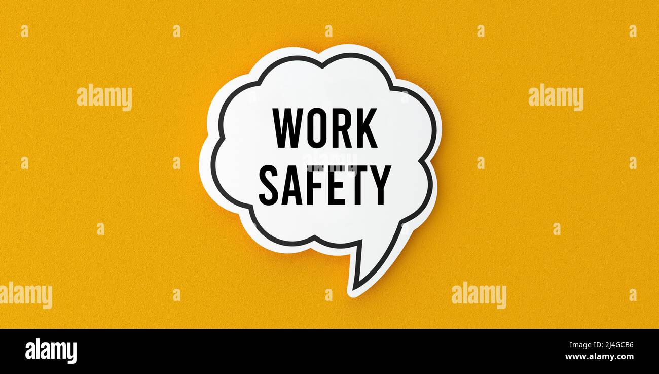 speech bubble and work safety Stock Photo - Alamy