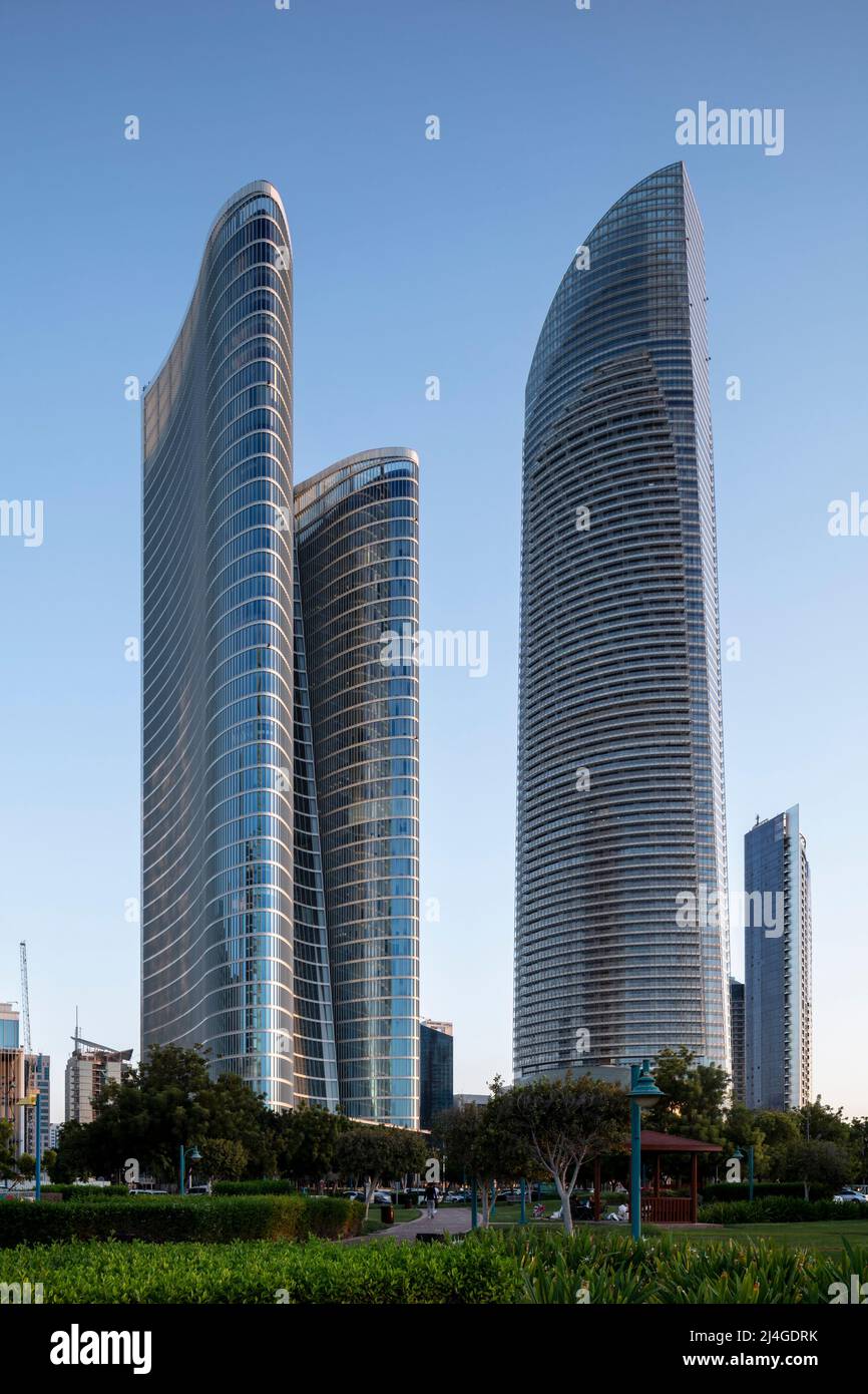 ABU DHABI, UNITED ARAB EMIRATES - October 21, 2021: The Abu Dhabi Investment Authority (ADIA) building on the corniche in Abu Dhabi.  ( Ryan Carter ) Stock Photo