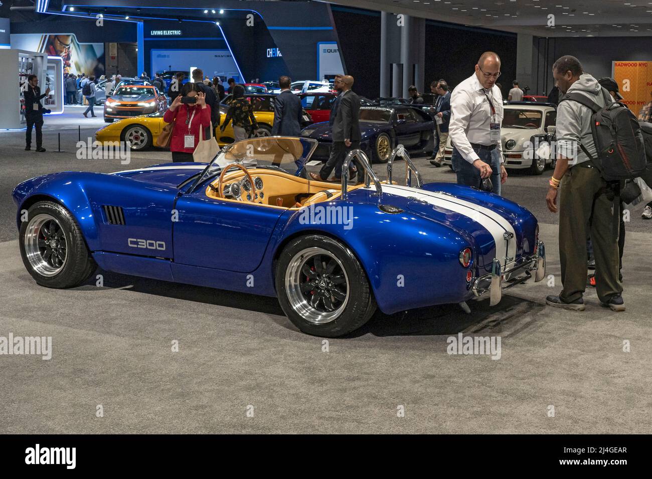 A Cobra C300 sits on display at the International Auto Show press