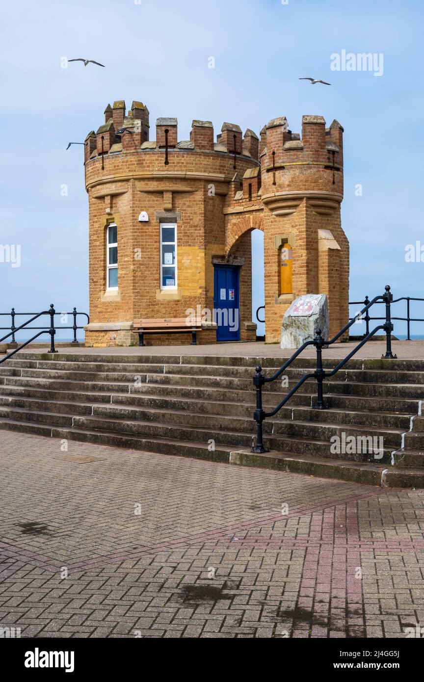 The original entranceway to the long demolished pier at Withernsea on the South Yorkshire coast, England Stock Photo
