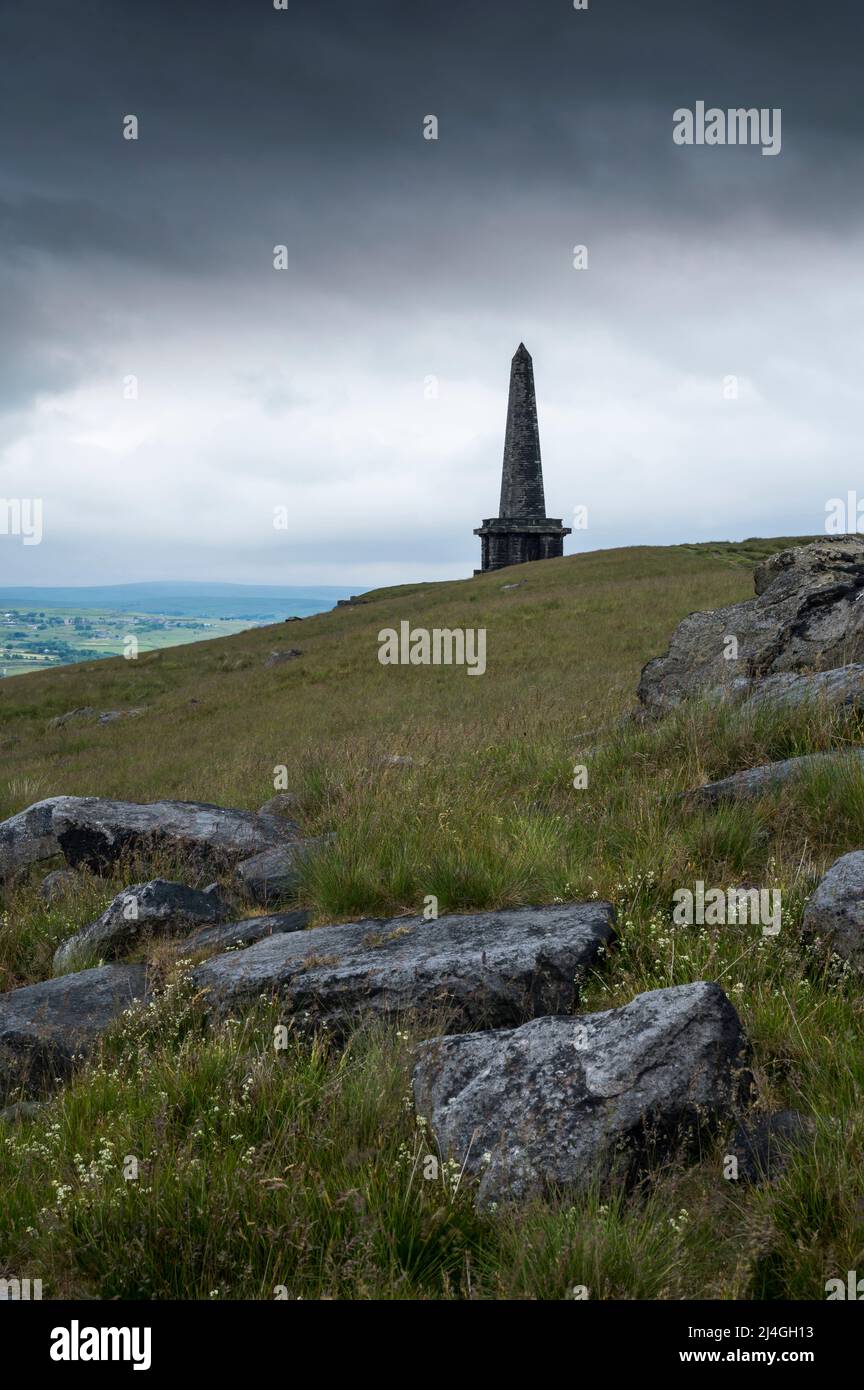 Stoodley Pike Monument near Todmorden, Yorkshire, England Stock Photo