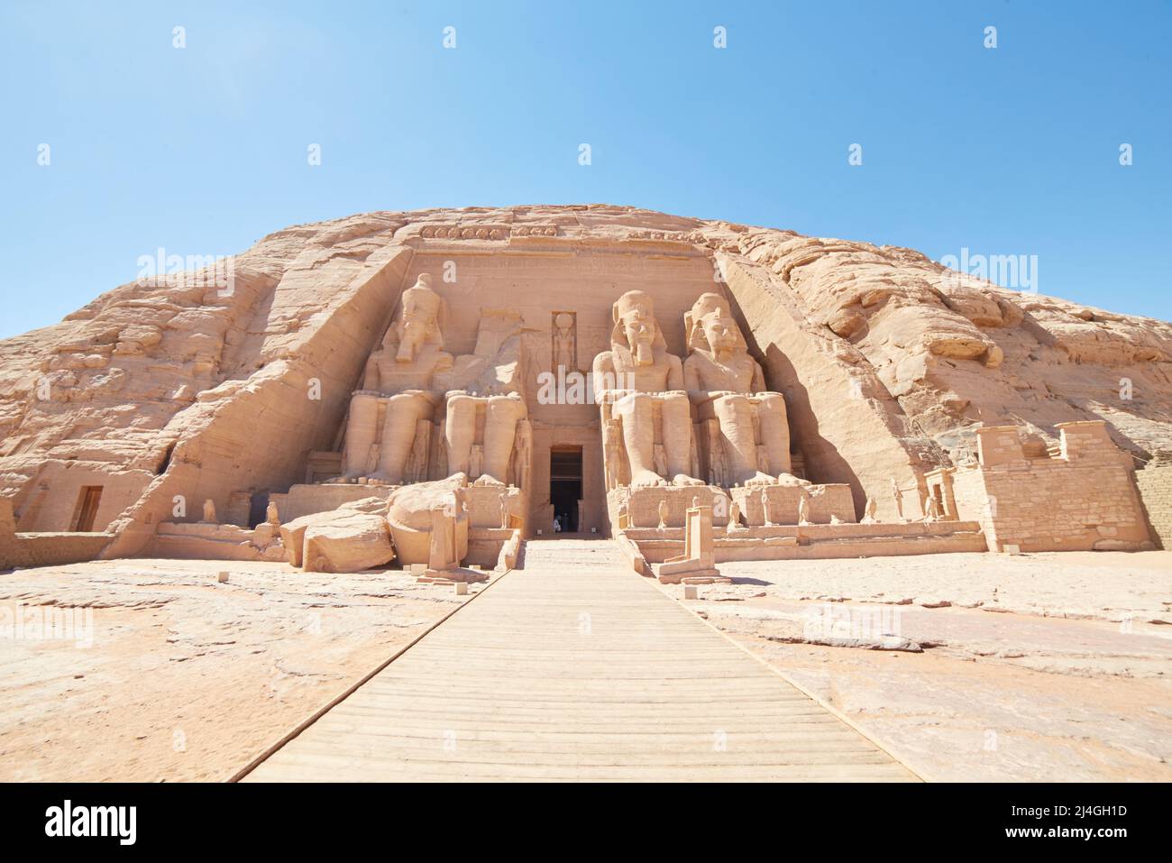 The Colossal Statues of Abu Simbel's Great Temple of Ramesses II Stock