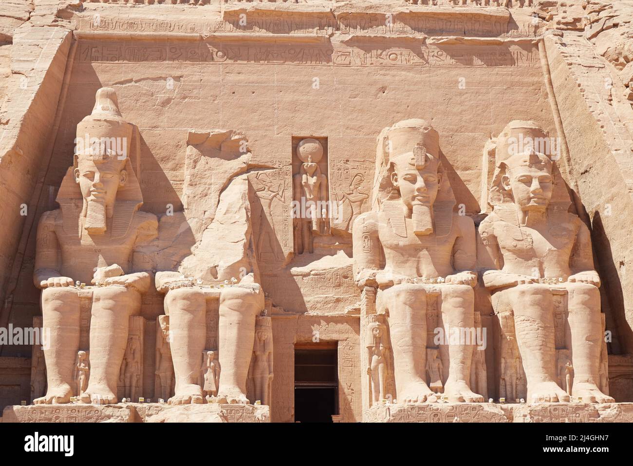 The Colossal Statues of Abu Simbel's Great Temple of Ramesses II Stock