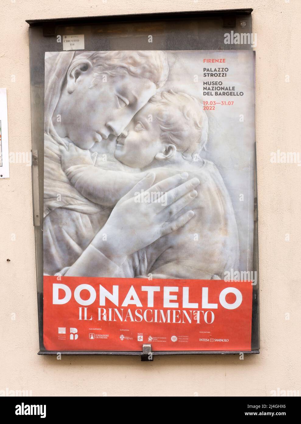 Donatello Exhibition Poster from Palazzo Strozzi Museo Nazionale Del Bargello in Florence Italy Stock Photo