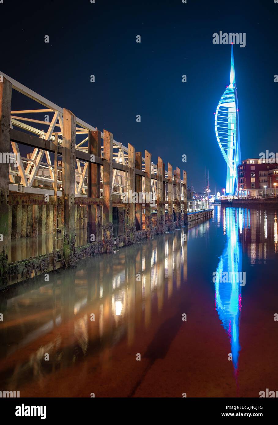 Old Portsmouth at Night. This water front city has contrasting historic