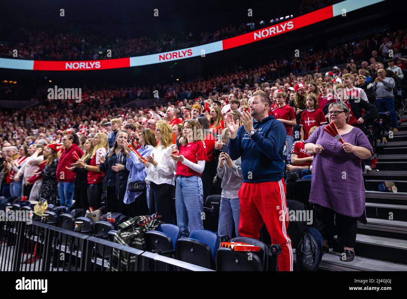 Copenhagen, Denmark. 14th Apr, 2022. Danish handball fans seen during