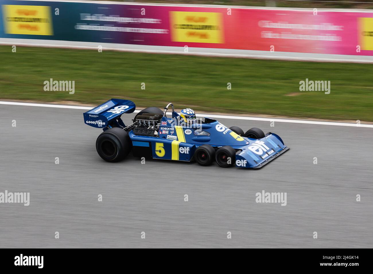 1976 Tyrell P34 Formula 1 car taking part in Masters Racing Legends race at Circuit de Barcelona, Catalonia, Spain on 3/4/2022 Stock Photo