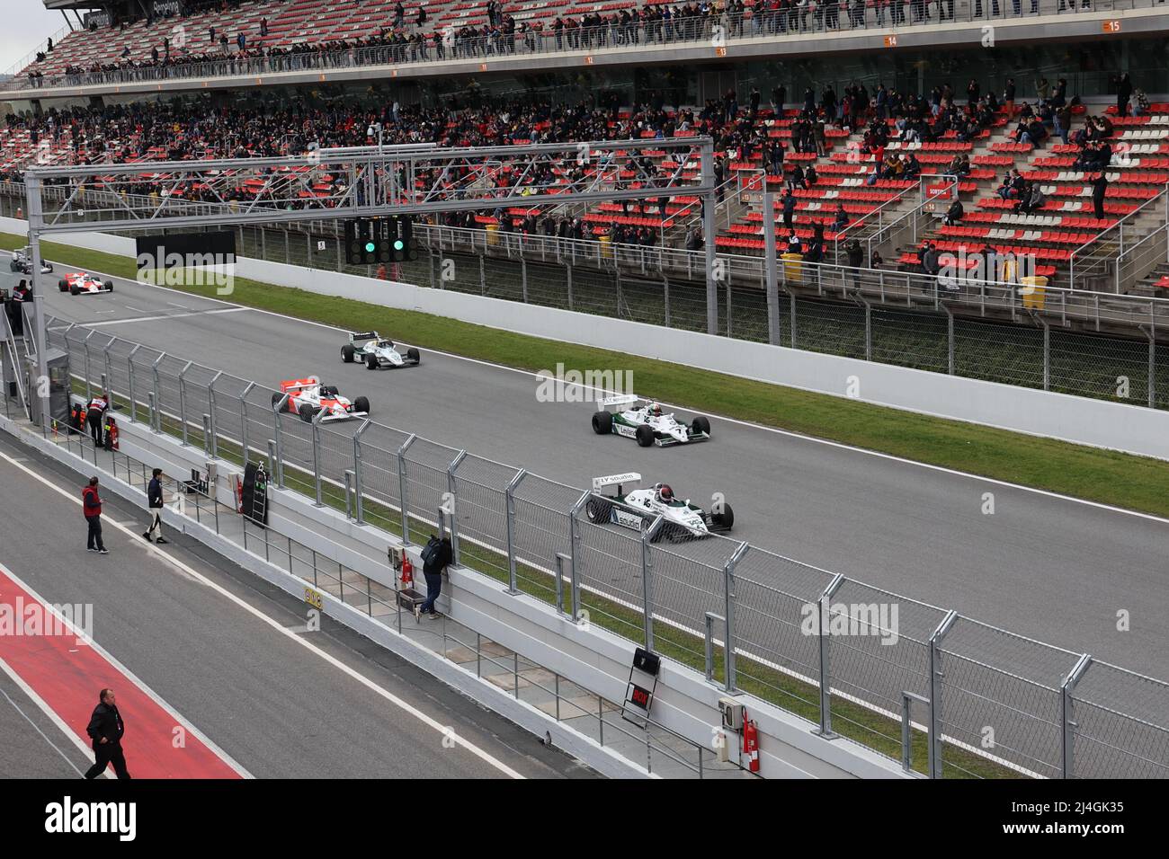 Formula 1 cars taking part in Masters Racing Legends race at Circuit de Barcelona, Catalonia, Spain on 3/4/2022 Stock Photo