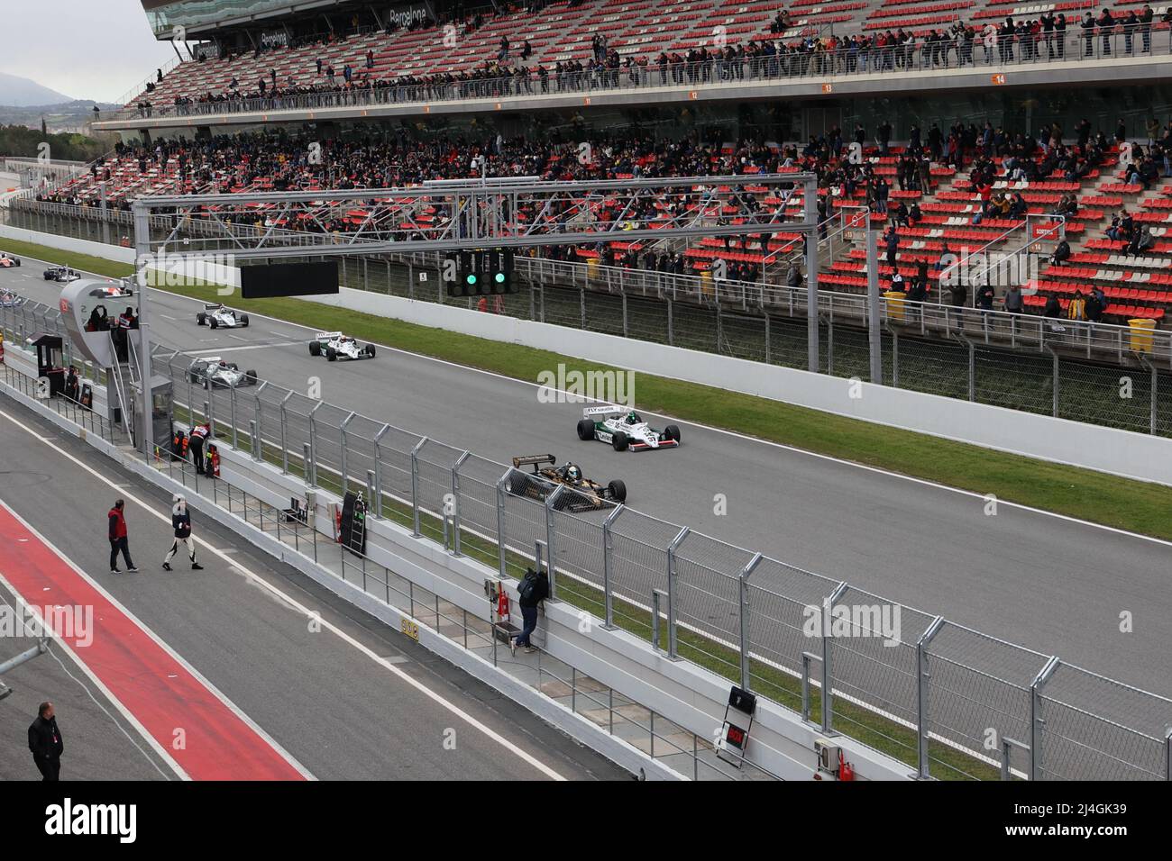 Formula 1 cars taking part in Masters Racing Legends race at Circuit de Barcelona, Catalonia, Spain on 3/4/2022 Stock Photo