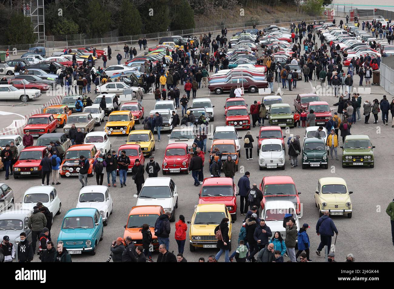 Collection of privately owned classic cars from the 1960s, 1970s and 1980s at Circuit of Catalonia in Barcelona, Spain Stock Photo