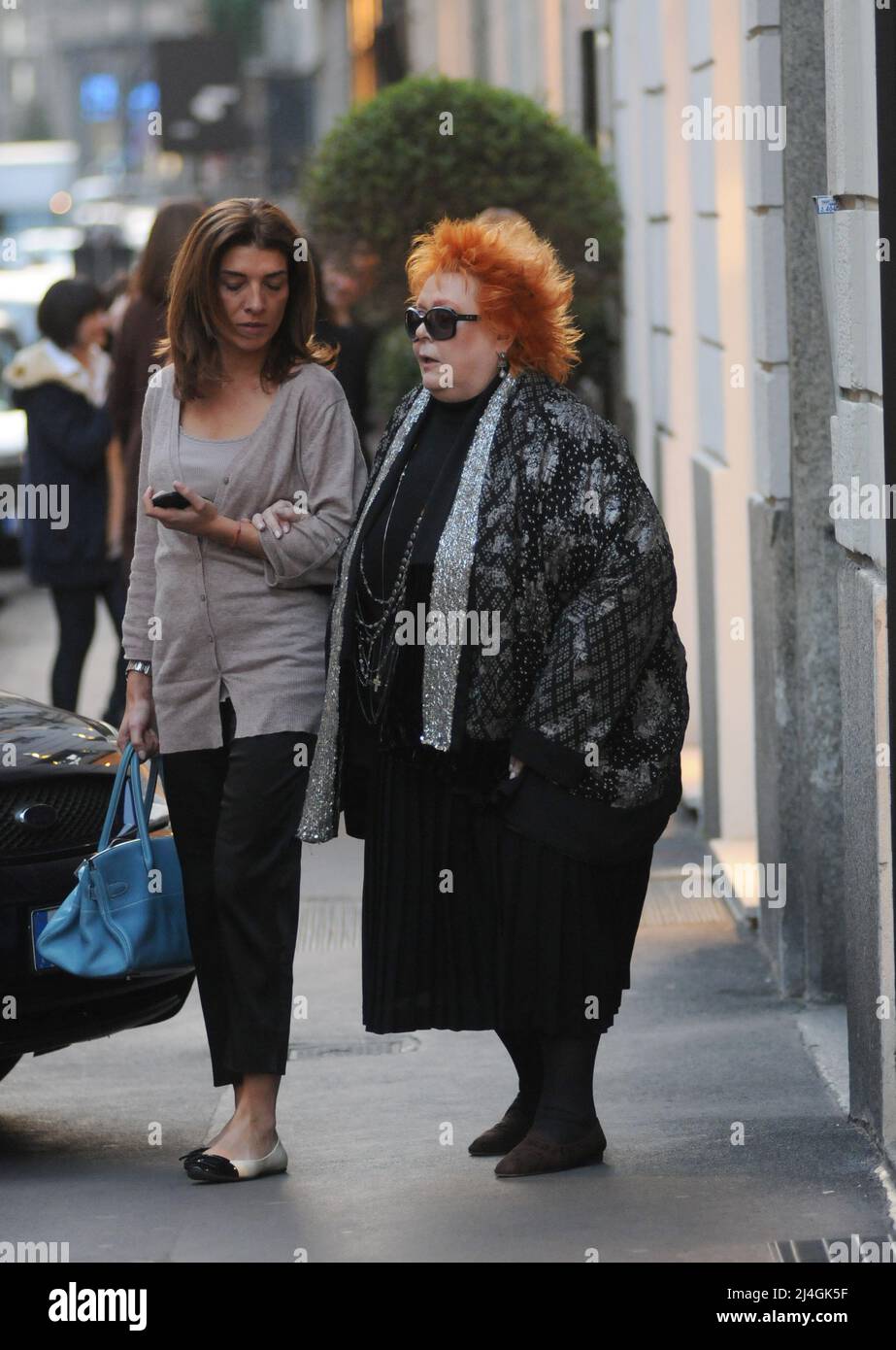 Milan, . 15th Apr, 2022. Milan, 15-04-2022 GIUSY FERRE ', Italian journalist, writer and TV personality expert in fashion and costume, passed away at the age of 75. Archive photo of 2014 in one of the rare public appearances, in the center- Credit: Independent Photo Agency/Alamy Live News Stock Photo