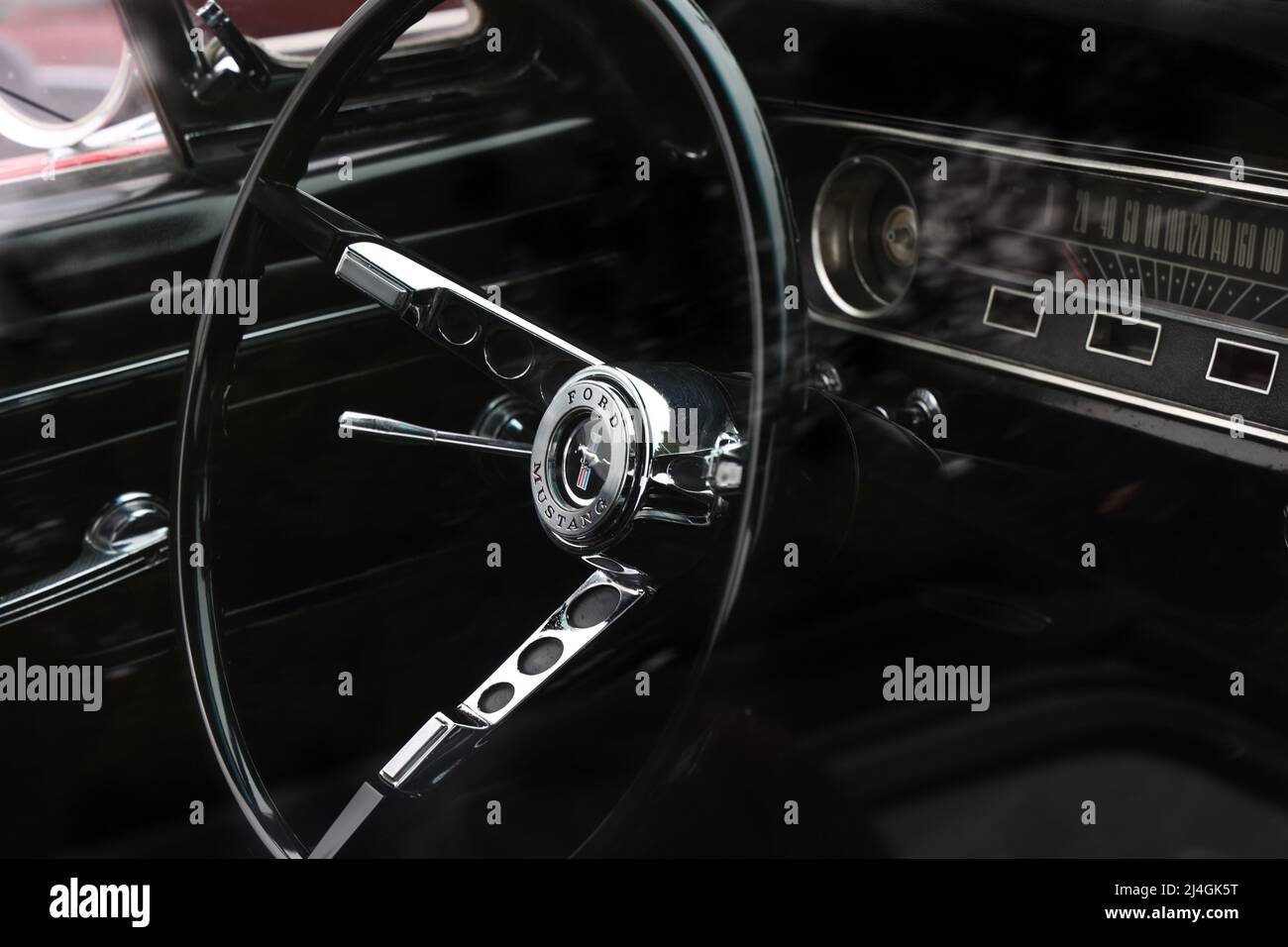 1965 Ford Mustang interior Stock Photo
