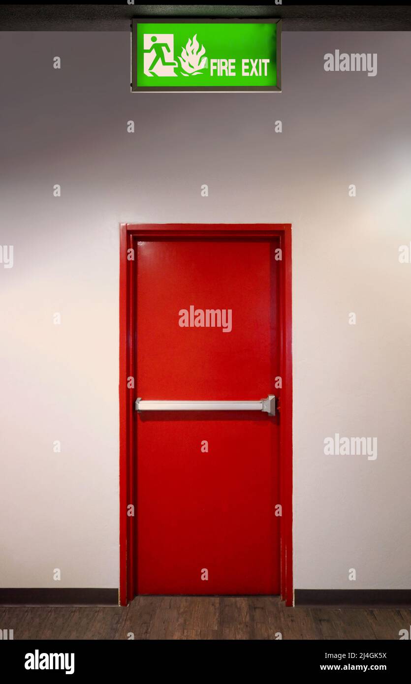 Fire exit door. Fire exit emergency door red color metal material with