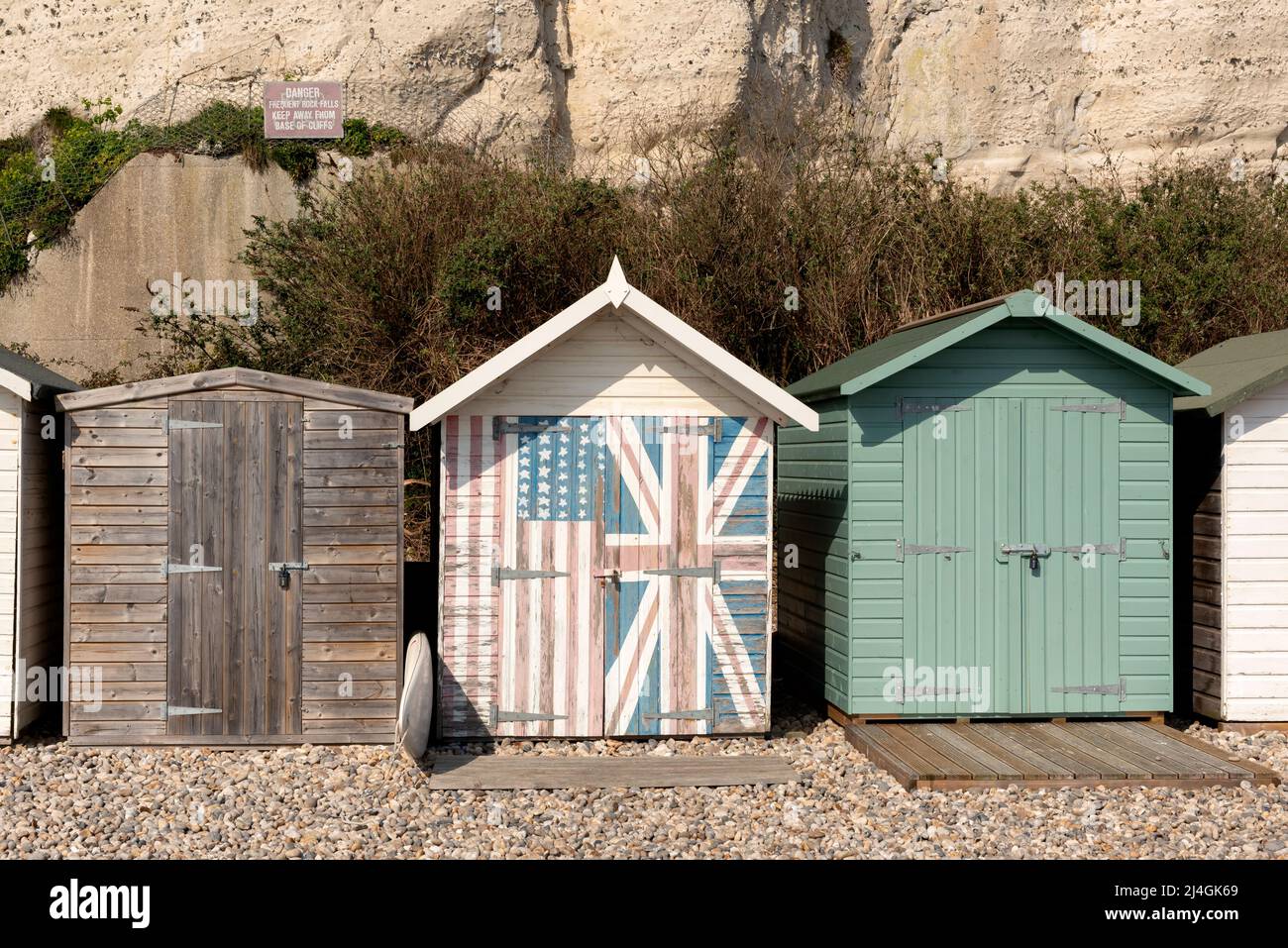 Beach huts in Beer, Devon Stock Photo Alamy