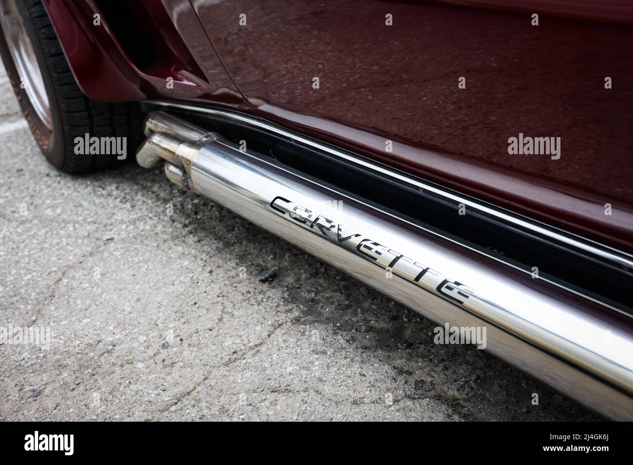 Side exhausts on a 1981 Corvette Stingray C3, American Muscle Car Stock
