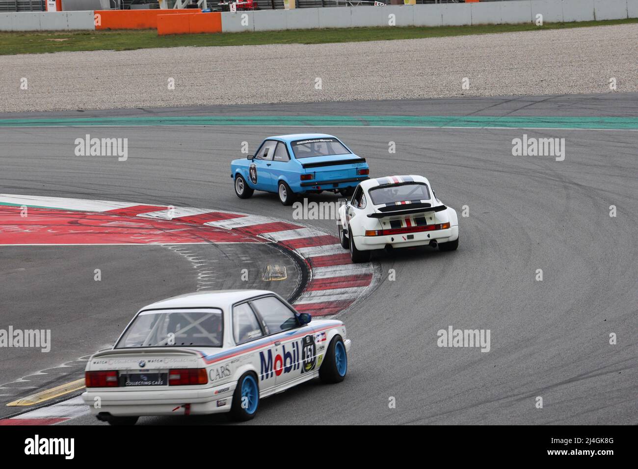 Cars competing in 80s Race at Espiritu de Montjuic, Barcelona, Spain 2/3/2022 Stock Photo
