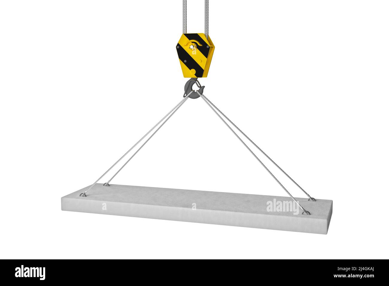 Slab hanged on crane hook by rope slings. 3d render Stock Photo Alamy