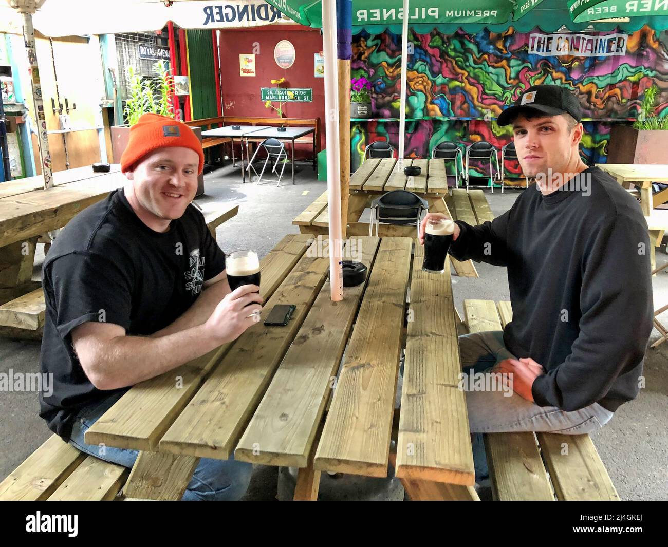 Jordan Gilvear (left) and Adam Goligher at the Sunflower pub in Belfast