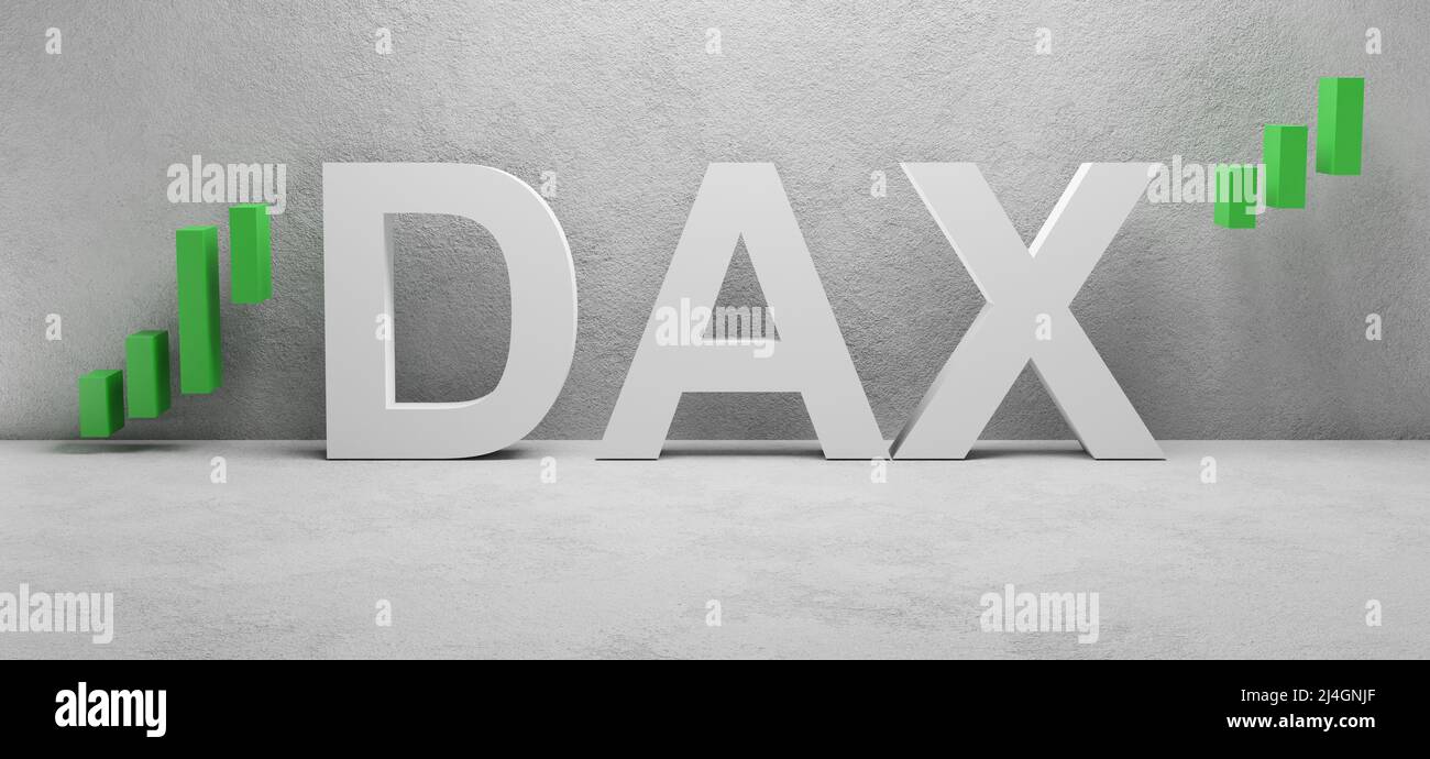 cgi render illustration of the white word DAX infront of a white